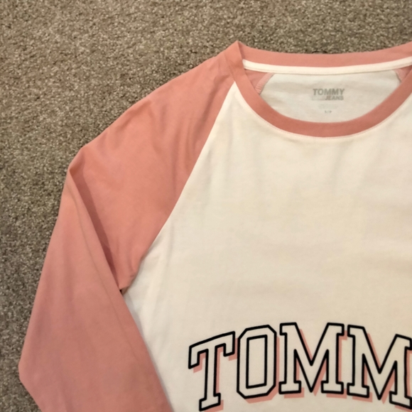 NWT Sz S Tommy Jeans Pink LS Crop Top - Picture 7 of 9